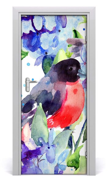 Samolepiace fototapety na dvere Vtáky a kvety 85x205 cm