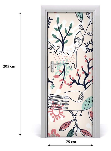 Samolepiace fototapety na dvere Zvieratá a kvety 75x205 cm