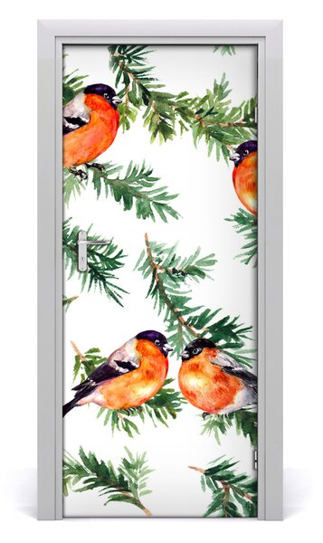 Samolepiace fototapety na dvere Červenka a ihličnany 85x205 cm