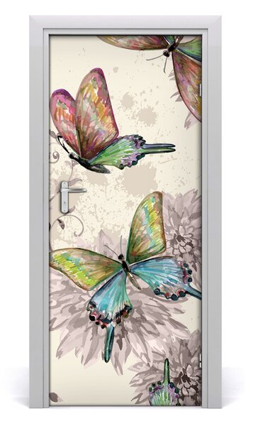 Samolepiace fototapety na dvere farební motýle 85x205 cm