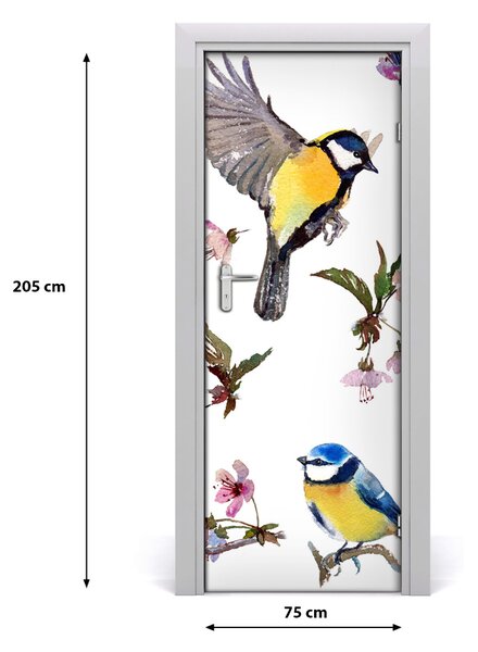 Samolepiace fototapety na dvere Vtáky a kvety 75x205 cm