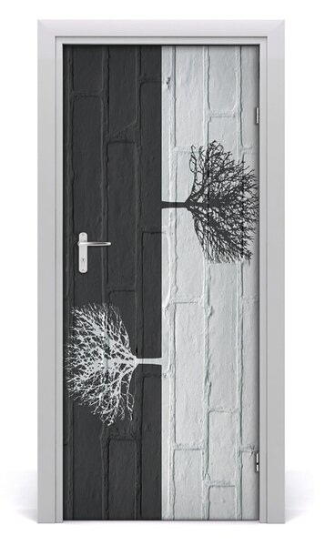 Samolepiace fototapety na dvere Stromy na stene 85x205 cm