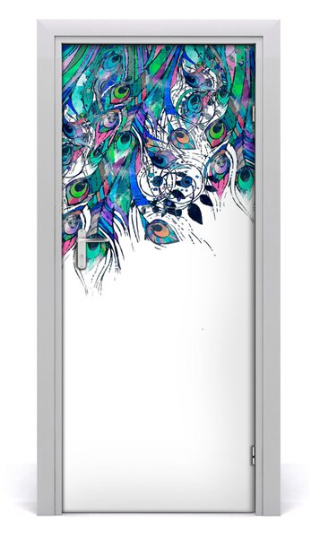 Samolepiace fototapety na dvere pávie perá 85x205 cm