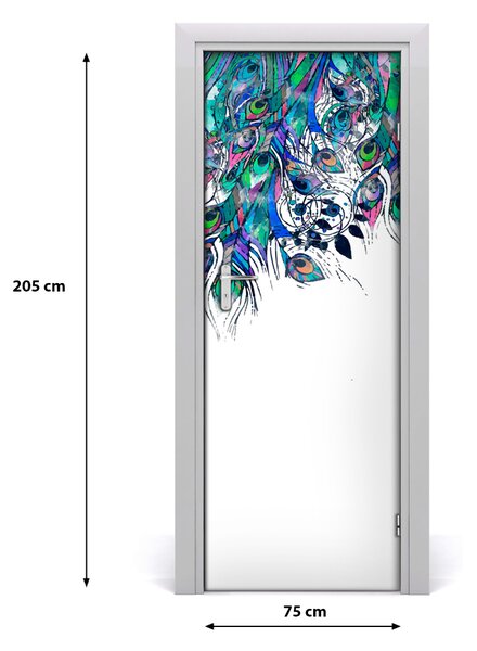 Samolepiace fototapety na dvere pávie perá 75x205 cm