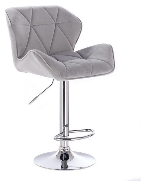 LuxuryForm Barová stolička MILANO VELUR na striebornom tanieri - svetlo šedá