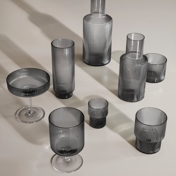Poháre na šampanské Ripple, Smoked Grey, sada 2 kusov – Ferm Living