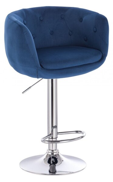 LuxuryForm Barová stolička MONTANA VELUR na striebornom tanieri - modrá