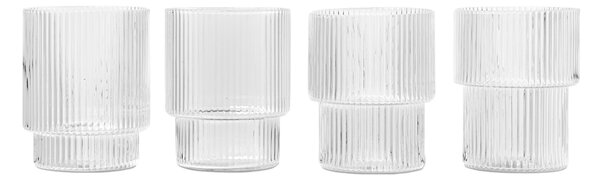 Poháre Ripple, Clear, sada 4 kusov – Ferm Living