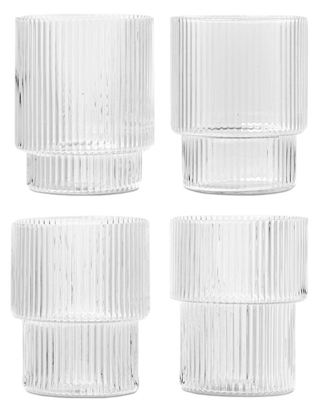 Poháre Ripple, Clear, sada 4 kusov – Ferm Living