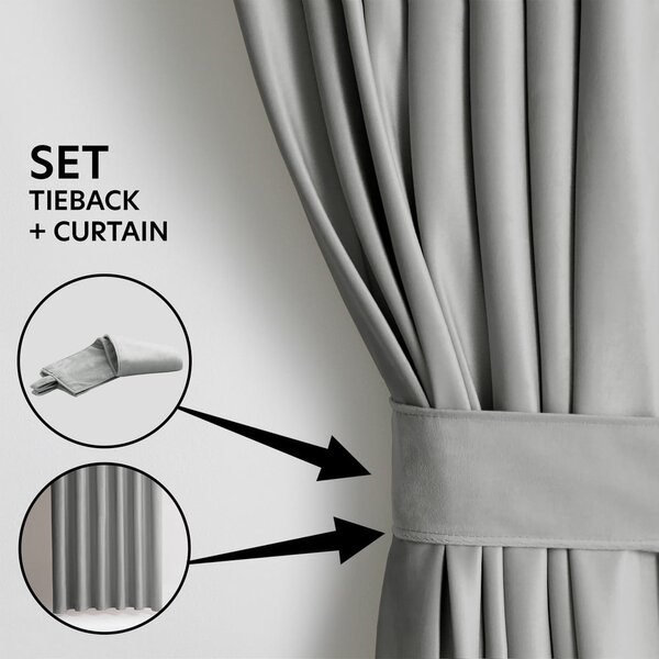 Svetlosivý zamatový dimout záves 140x245 cm Eyelets – Restilo