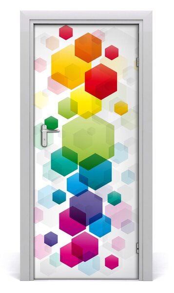 Samolepiace fototapety na dvere farebné šesťuholníky 85x205 cm