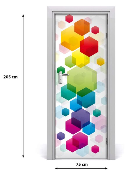 Samolepiace fototapety na dvere farebné šesťuholníky 75x205 cm