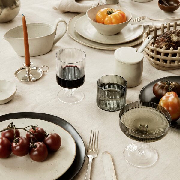 Poháre na šampanské Ripple, Smoked Grey, sada 2 kusov – Ferm Living
