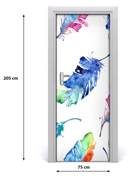 Samolepiace fototapety na dvere farebná pierka 75x205 cm