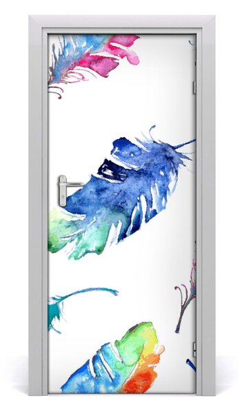 Samolepiace fototapety na dvere farebná pierka 85x205 cm