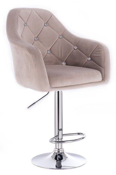 LuxuryForm Barová stolička ROMA VELUR na striebornom tanieri - svetlo šedá