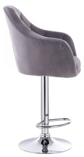 LuxuryForm DESIGN Barová stolička ROMA VELUR na striebornom tanieri - tmavo šedá