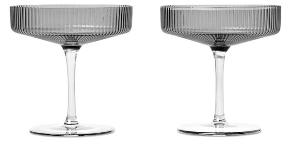 Poháre na šampanské Ripple, Smoked Grey, sada 2 kusov – Ferm Living