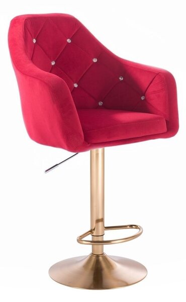 LuxuryForm Barová stolička ROMA VELUR na zlatom tanieri - červená