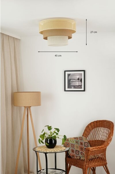 Brilagi-Stropné svietidlo CEDAR LUNETA 1xE27/15W/230V pr. 45 ratan/hnedá/krémová