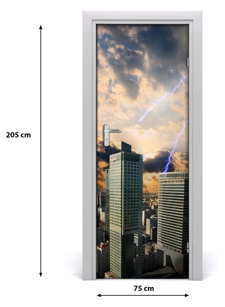 Fototapeta samolepiace dvere búrka Varšava 75x205 cm