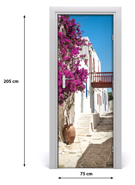 Fototapeta samolepiace na dvere gréckej uličky 75x205 cm
