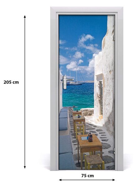 Fototapeta samolepiace na dvere gréckej uličky 75x205 cm
