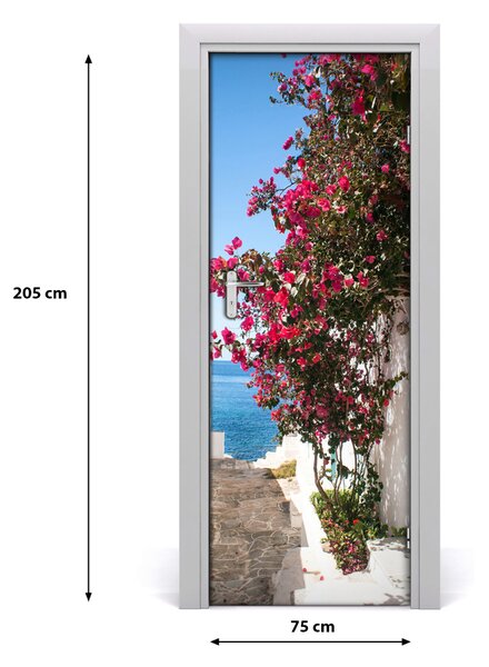 Fototapeta samolepiace na dvere gréckej uličky 75x205 cm