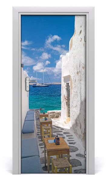 Fototapeta samolepiace na dvere gréckej uličky 85x205 cm