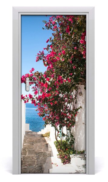 Fototapeta samolepiace na dvere gréckej uličky 85x205 cm