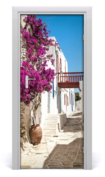 Fototapeta samolepiace na dvere gréckej uličky 85x205 cm