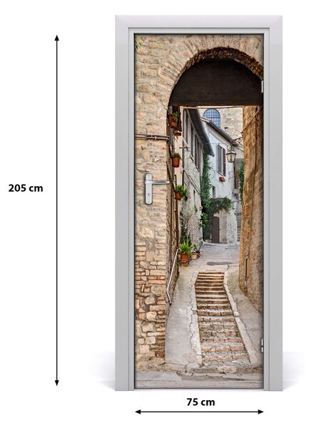 Fototapeta samolepiace na dvere talianskej uličky 75x205 cm