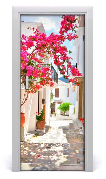 Fototapeta samolepiace na dvere gréckej uličky 85x205 cm