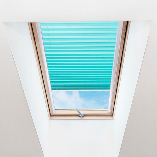 Plisé roleta na strešné okná, Priesvitná, Tyrkysová, P 022 , 100 x 100 cm