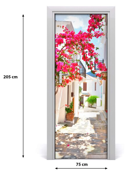 Fototapeta samolepiace na dvere gréckej uličky 75x205 cm