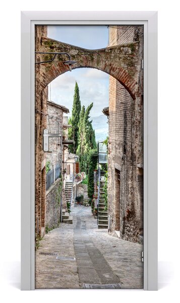 Fototapeta samolepiace na dvere talianskej uličky 85x205 cm