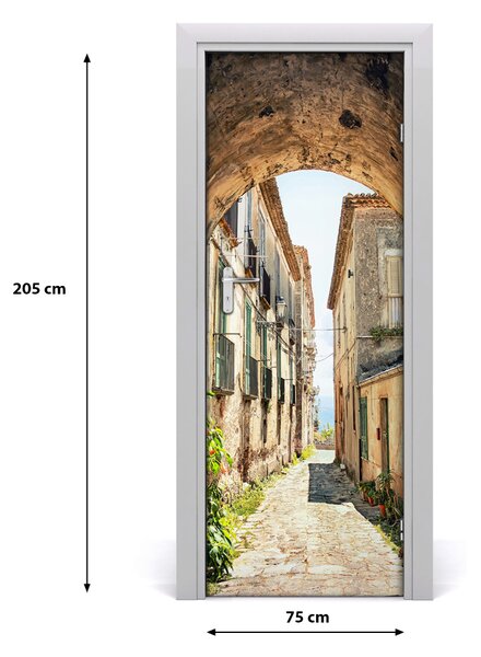 Fototapeta samolepiace na dvere talianskej uličky 75x205 cm