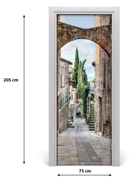 Fototapeta samolepiace na dvere talianskej uličky 75x205 cm