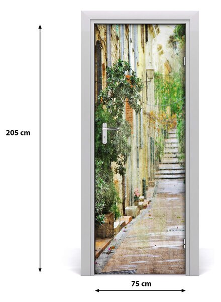 Fototapeta samolepiace na dvere talianskej uličky 75x205 cm