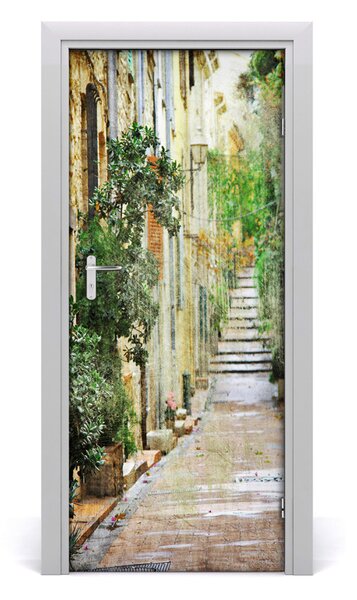 Fototapeta samolepiace na dvere talianskej uličky 85x205 cm