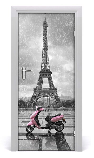 Fototapeta samolepiace dvere Eiffelova veža skutr 85x205 cm