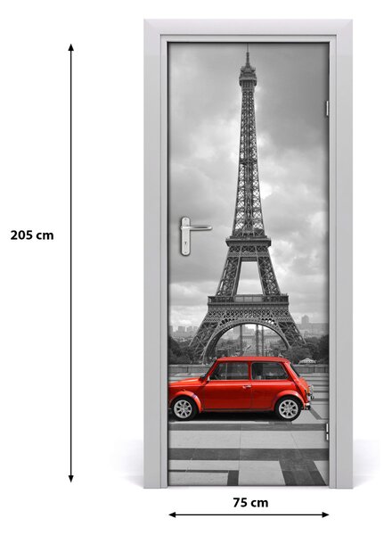 Fototapeta samolepiace dvere Eiffelova veža auto 75x205 cm