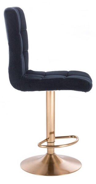 LuxuryForm DESIGN Barová stolička TOLEDO VELUR na zlatom tanieri - čierna