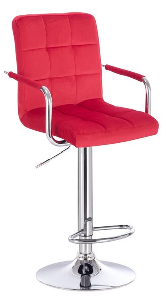 LuxuryForm Barová stolička VERONA VELUR na striebornom tanieri - červená