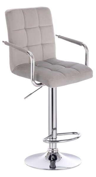 LuxuryForm Barová stolička VERONA VELUR na striebornom tanieri - svetlo šedá