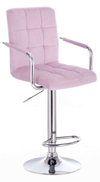 LuxuryForm Barová stolička VERONA VELUR na striebornom tanieri - levanduľa