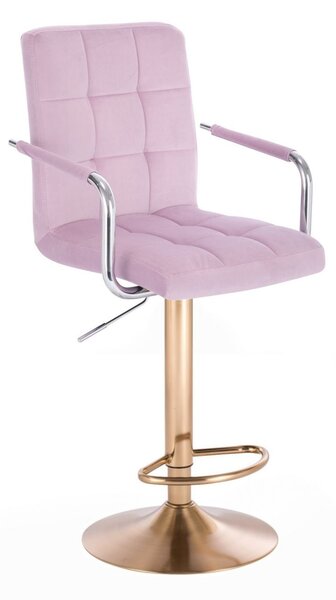 LuxuryForm Barová stolička VERONA VELUR na zlatom tanieri - levanduľa