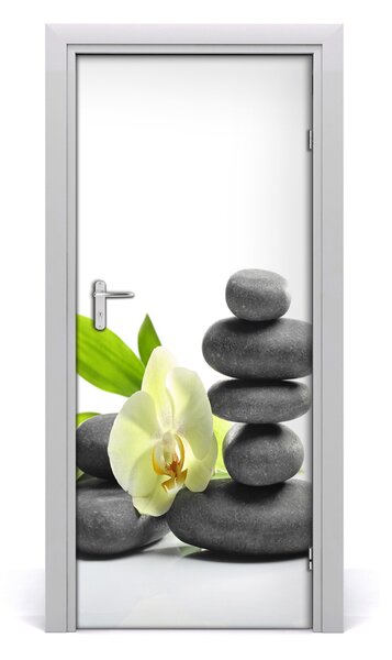 Fototapeta samolepiace Orchidea a kamene 85x205 cm