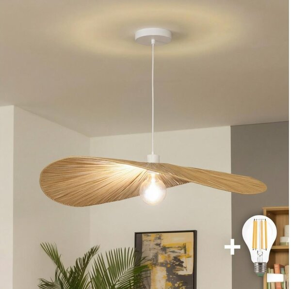 Brilagi - LED luster na lane CERIA BOHO 1xE27/40W/230V pr. 80 cm rafia