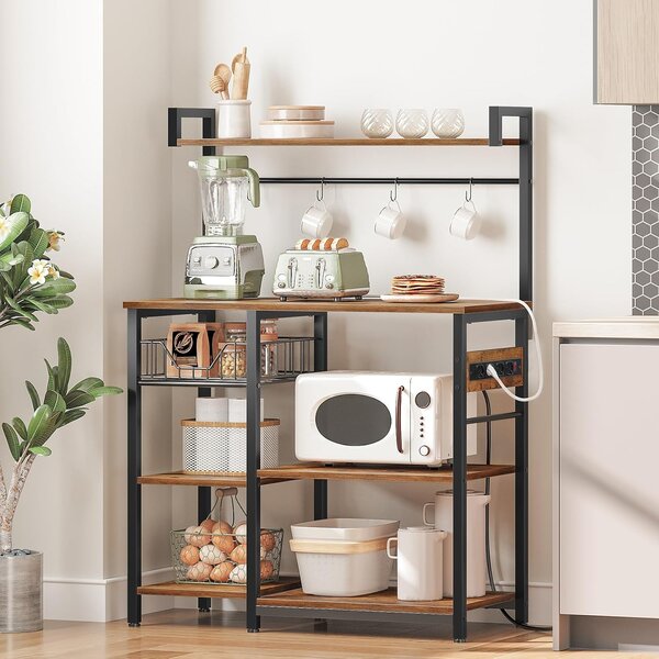 Kuchynský regál Vasagle Emmi 90 cm so zásuvkami hnedý/čierny